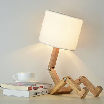 Wooden Robot Nordic Table Lamp, 2 of 4