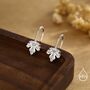 Dainty Maple Leaf Drop Hook Earrings In Sterling Silver, thumbnail 5 of 11