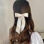 Satin Bow Barrette In Ivory Pearl, thumbnail 3 of 4