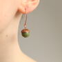 Olive Green Acorn Earrings, thumbnail 3 of 5