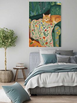 Cozy Ginger Cat Painting Art Print, 3 of 3