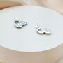 Silver Heart Huggie Earrings With Cubic Zirconia, thumbnail 1 of 7