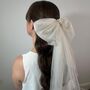 Ivory Long Oversized Bow Tulle Wedding Veil, thumbnail 1 of 6