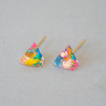 Confetti Terrazzo Resin Earrings – Handmade Colourful Studs Birthday Gift, 2 of 4