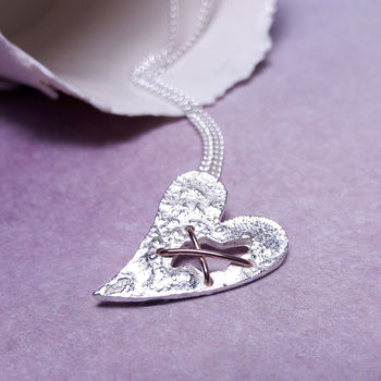 Sterling Silver Torn Heart Necklace, 7 of 8