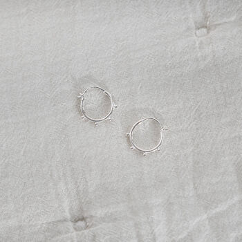 Tiny Hoop Sterling Silver Earrings With Ball Dots, 2 of 10
