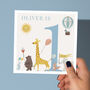 Safari Parade Personalised 1st Birthday Card, thumbnail 2 of 6