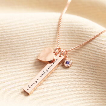 Personalised Bar And Birthstone Charm Necklace, 5 of 10