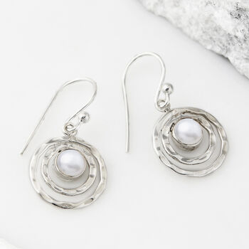 Infinity Universe Pearl Silver Earrings, 2 of 7