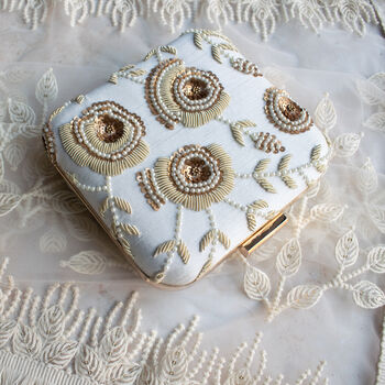 Tasha Ivory Silk Square Clutch, 3 of 3