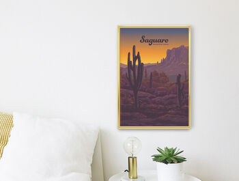 Saguaro National Park USA Travel Poster Art Print, 3 of 8