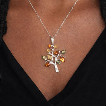 Personalised Sterling Silver Baltic Amber Tree Of Life Pendant Necklace, 4 of 11