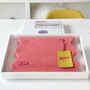 Personalised Scallop Edge Cashmere Scarf In Coral, thumbnail 3 of 8