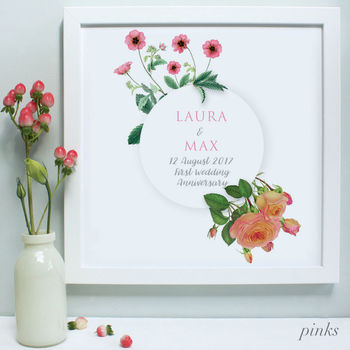Personalised Anniversary Flowers Framed Print, 6 of 8