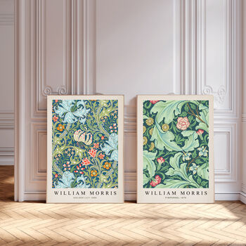 William Morris Set Of Two Green Golden Lily Art Print, 2 of 4