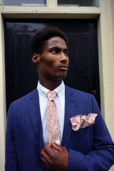 Mens Soft Pink Floral Pocket Square, 8 of 12