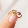 Green Peridot And Purple Amethyst Friendship Ring, thumbnail 3 of 8