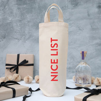 Christmas Alcohol Bottle Gift Bag 'Nice List', 3 of 3