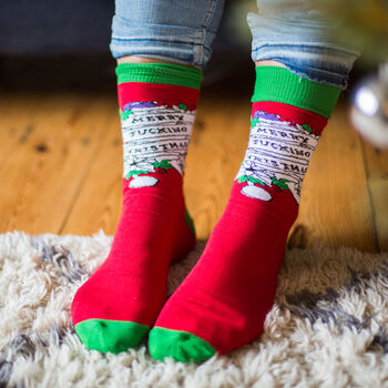 Merry Fucking Christmas Cotton Socks, 2 of 4