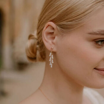 Delilah Small Bridal Pearl Cluster Earrings, 2 of 3