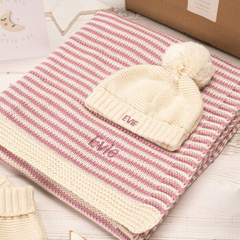 Dawn Pink And Petal Pink Dainty Stripe Baby Blanket, 7 of 12