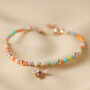 Colourful Beaded Bee Bracelet In Rose Gold Plating, thumbnail 2 of 2