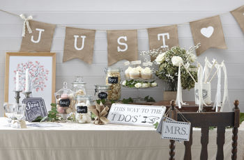 Vintage Style Hessian Burlap Mrs And Mrs Bunting, 3 of 3