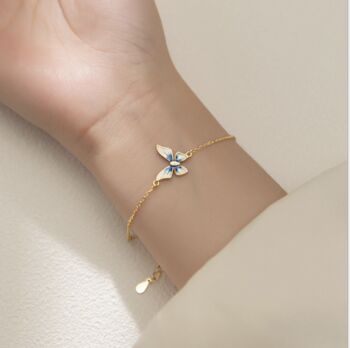 Gold Colour Sterling Silver Blue Butterfly Bracelet, 3 of 5