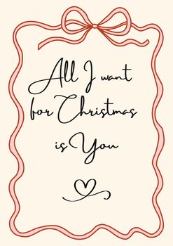 A4 Romantic, Christmas Art Print, All I Want For Christmas Is You, 5 of 5