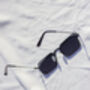 Black Nose Bridge Angular Rectangle Aviator Sunglasses, thumbnail 2 of 7