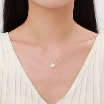 Sterling Silver Cherry Blossom Flower Pendant Necklace, 4 of 9