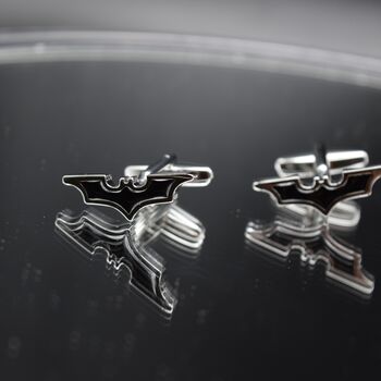 Bat Emblem Cufflinks Black Stainless Steel Batman Cufflinks Gift For Him, 5 of 5