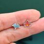 Sterling Silver Maple Leaf And Ginkgo Leaf Stud Earrings, thumbnail 6 of 11