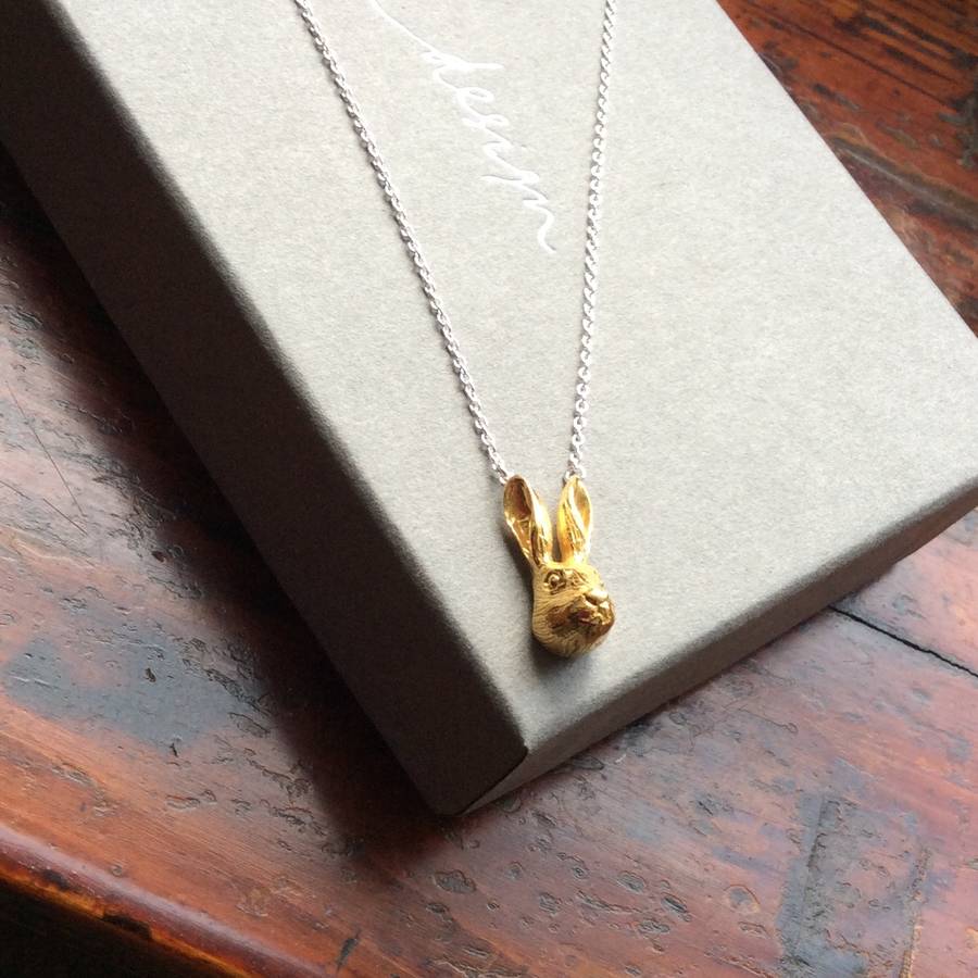 gold hare necklace by lime tree design | notonthehighstreet.com