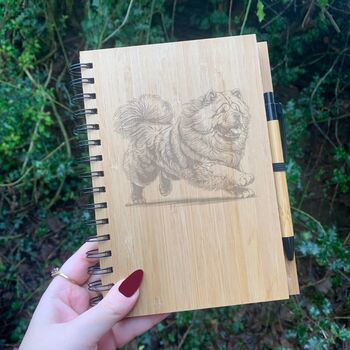 Personalised Chow Chow Dog Engraved Notebook, 2 of 5