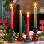 Jewel Toned Ribbed Glass Christmas Candle Stick Holders, thumbnail 8 of 11