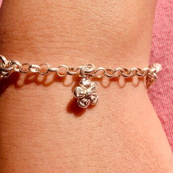 Girl's Charm Bracelet With Six Sterling Silver Charms, 3 of 5
