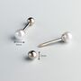 Sterling Silver Pearl Screw Back Stud Earrings, thumbnail 3 of 6