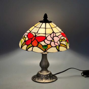 Floral Tiffany Table Lamp, Home Decor, Handmade Antique, 6 of 12