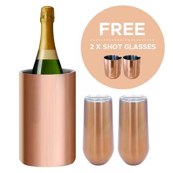 Stainless Steel Wine Cooler Set With Tumblers Or Flutes, 3 of 6