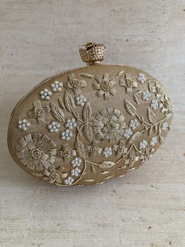 Dark Gold Oval Handcrafted Clutch Bag, 7 of 9