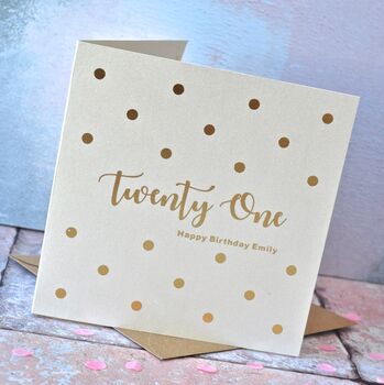 Spotty Personalised Gold Foiled Birthday Card, 4 of 5