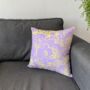 Spring Lilac And Yellow Floral Sketch Cushion, thumbnail 1 of 9