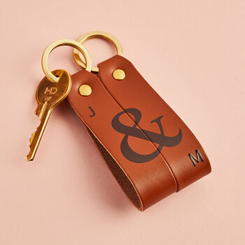 Personalised Couples Leather Keyring Set, 3 of 5