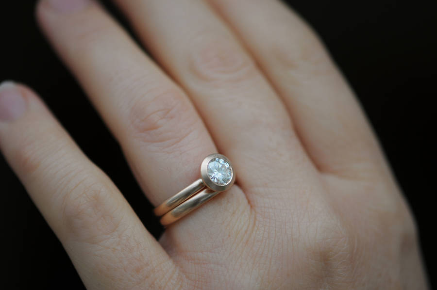 Rose Gold Moissanite Wedding Set By William White