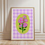 Floral Gingham Art Print Lilac, thumbnail 2 of 5