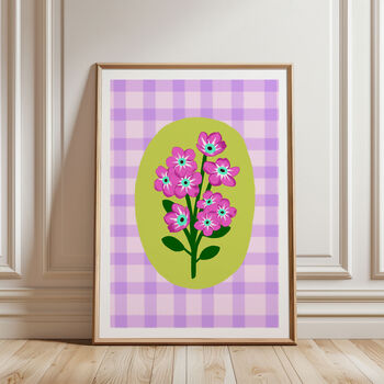 Floral Gingham Art Print Lilac, 2 of 5