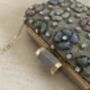 Grey Handcrafted Multicoloured Flower Rectangular Clutch, thumbnail 7 of 11