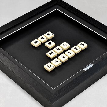 Personalised Mrs And Mrs Wedding Gift Frame With Surname, 2 of 6