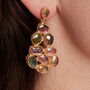 Tourmaline Statement Drop Stud Gold Plated Earrings, thumbnail 2 of 5